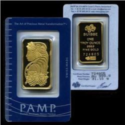 1 oz Pamp Suisse Gold Ingot on Assay Card