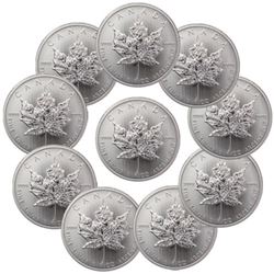 (10) 1 oz Silver Maple Leaf's Random Dates