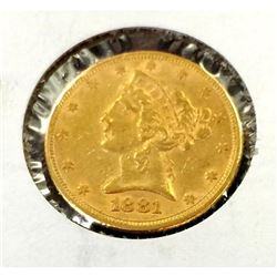 1881 $ 5 Gold Liberty