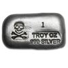 Image 1 : 1 oz. Skull and Crossbones Silver Bar -.999 Pure