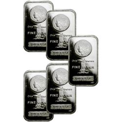 (5) 1 oz. Morgan Design Silver Bars