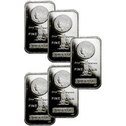 (5) Morgan Design 1 oz Silver Bars