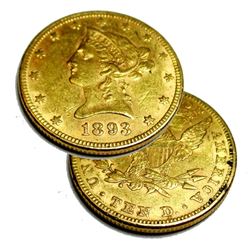 1893 $ 10 Gold Liberty Eagle - AU/BU