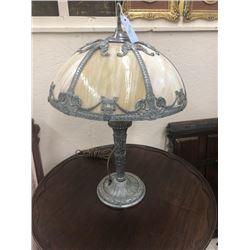 Antique Slag Glass Panel Lamp - 1920's