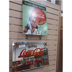 COCA-COLA MIRROR AND SIGN