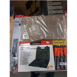 DRILL ACCESSORY SET, CHISEL SET, BLOW GUN AND SANDPAPER