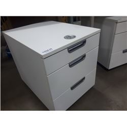 IKEA WHITE THREE DRAWER ROLLING CABINET WITH LOCK
