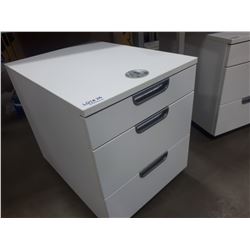 IKEA WHITE THREE DRAWER ROLLING CABINET WITH LOCK