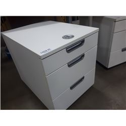 IKEA WHITE THREE DRAWER ROLLING CABINET WITH LOCK