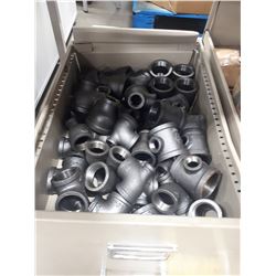 BIN OF ASSORTED MALLEABLE IRON FITTINGS
