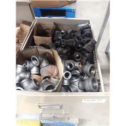 BIN OF ASSORTED MALLEABLE IRON FITTINGS