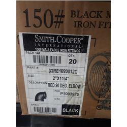 BOX OF TWENTY 2\' MALLEABLE IRON ELBOW FITTINGS