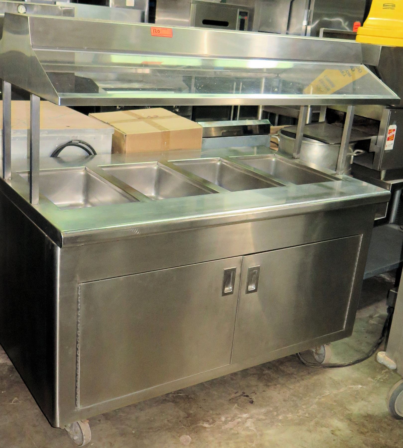Refrigerated 4-Well Double Sided Buffet Line, 5''W x 3'D x 5'H