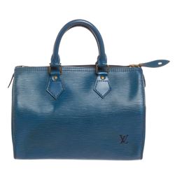 Louis Vuitton Blue Epi Leather Speedy 25 cm Satchel Bag