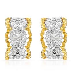 18k Two Tone Gold 0.22CTW Diamond Earrings, (SI1/G-H)