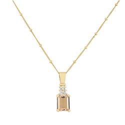 14KT Yellow Gold 2.13 ctw Morganite and Diamond Pendant With Chain