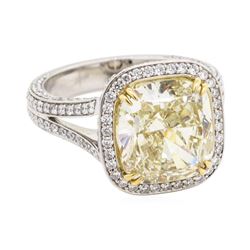 6.02 ctw Fancy Intense Yellow Diamond and White Diamond Ring - Platinum