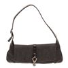 Gucci Black Denim Canvas Leather Trim Baguette Shoulder Bag