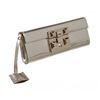 Gucci Metallic Silver Leather Evening Clutch Bag