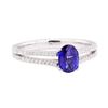 0.93 ctw Sapphire and Diamond Ring - 18KT White Gold