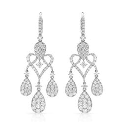 18k White Gold 3.93CTW Diamond Earrings, (VS2/G)