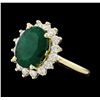 Image 1 : 4.52 ctw Emerald and Diamond Ring - 14KT Yellow Gold