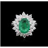 Image 2 : 14KT White Gold 2.77 ctw Emerald and Diamond Ring