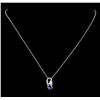 Image 1 : 0.76 ctw Tanzanite and Diamond Pendant With Chain - 18KT White Gold