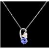 Image 2 : 0.76 ctw Tanzanite and Diamond Pendant With Chain - 18KT White Gold