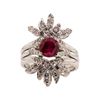 Image 2 : 2.04 ctw Ruby and Diamond Ring - Platinum & 14KT White Gold