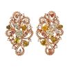 Image 1 : 18k Three Tone Gold 5.64CTW Multicolor Dia, Pink Diamond and Diamond Earrings, (