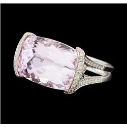 18.22 ctw Kunzite and Diamond Ring - 18KT White Gold