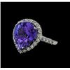 7.65 ctw Tanzanite and Diamond Ring - 14KT White Gold