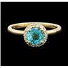 Image 2 : 0.82 ctw Apatite and Diamond Ring - 14KT Yellow Gold