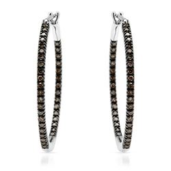 14k White Gold 0.51CTW Brown Diamonds Earrings, (I1)