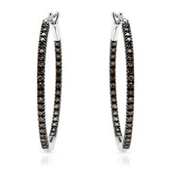 14k White Gold 0.51CTW Brown Diamonds Earrings, (I1)