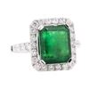 Image 1 : 4.86 ctw Emerald and Diamond Ring - 14KT White Gold