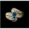 Image 2 : 2.17 ctw Blue Zircon and Diamond Ring - 14KT Yellow Gold