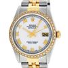 Image 1 : Rolex Mens 2 Tone 14K Mother Of Pearl Diamond 36MM Datejust Wristwatch