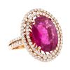 Image 1 : 8.69 ctw Rubellite And Diamond Ring - 14KT Rose Gold