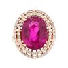 Image 2 : 8.69 ctw Rubellite And Diamond Ring - 14KT Rose Gold