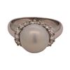 Image 2 : 0.40 ctw Diamond and Pearl Ring - 18KT White Gold