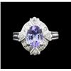 Image 2 : 1.67 ctw Tanzanite and Diamond Ring - 14KT White Gold