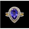 Image 2 : 14KT Yellow Gold 3.19 ctw Tanzanite and Diamond Ring