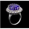 Image 4 : GIA Cert 24.23 ctw Tanzanite and Diamond Ring - 14KT White Gold