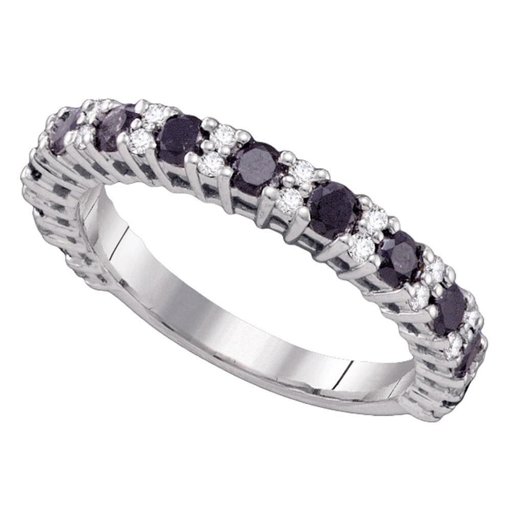 1.05 CTW Black Color Diamond Wedding Ring 10KT White Gold