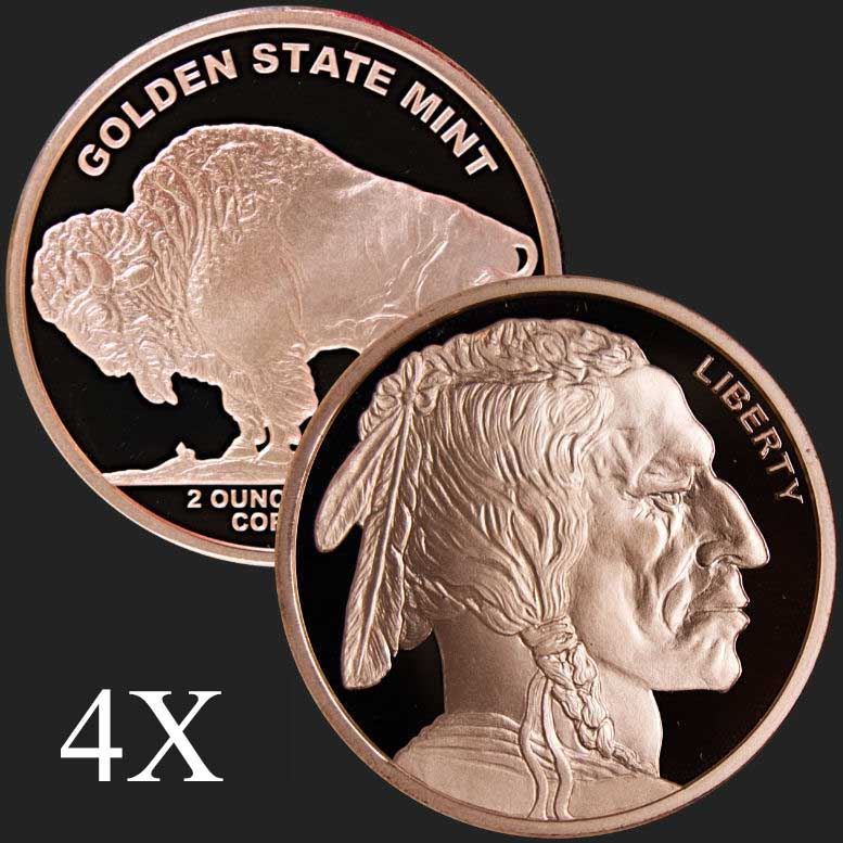 2 oz Buffalo .999 Fine Copper Bullion Round