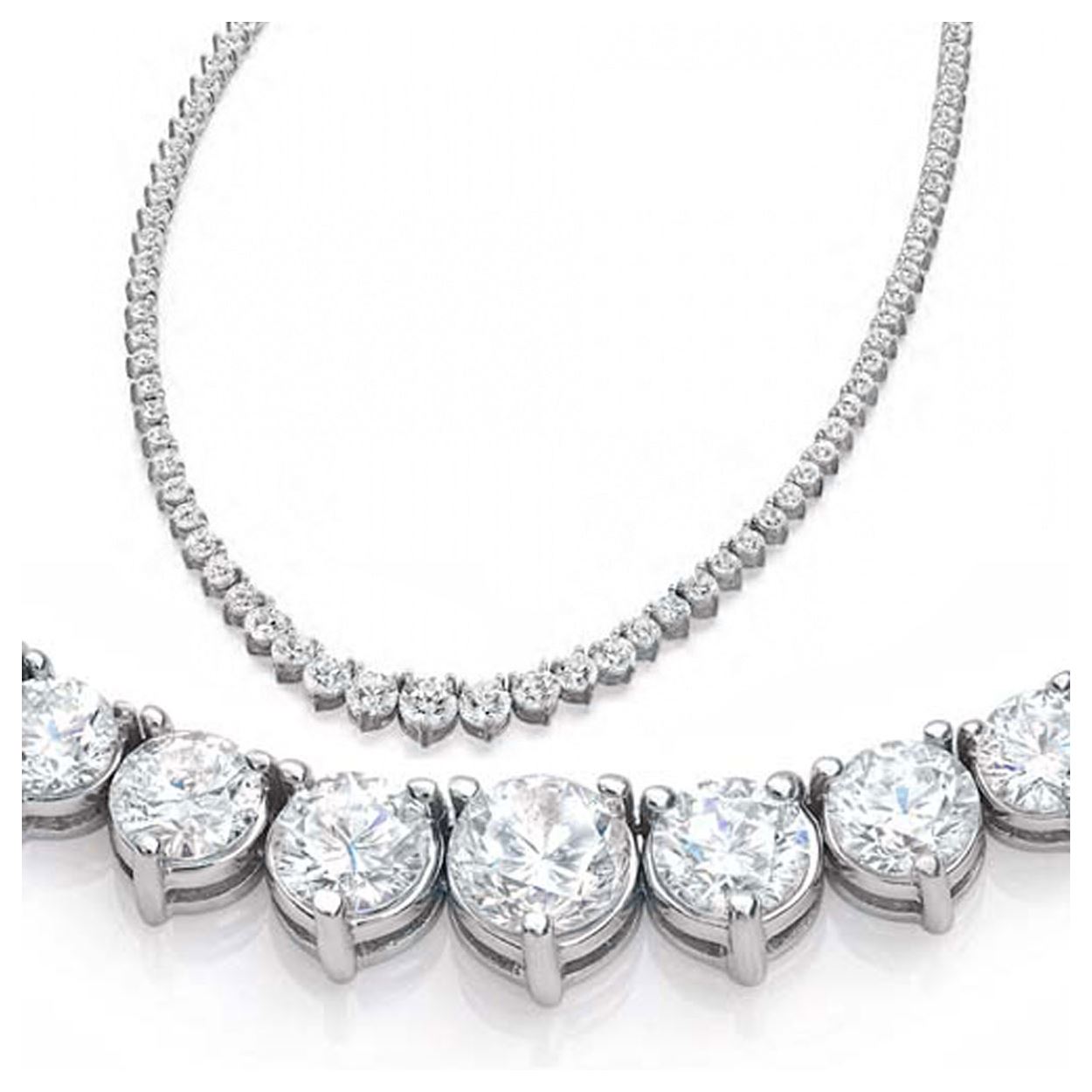 Natural 11.59CTW VS2/IJ Diamond Tennis Necklace 14K White Gold REF