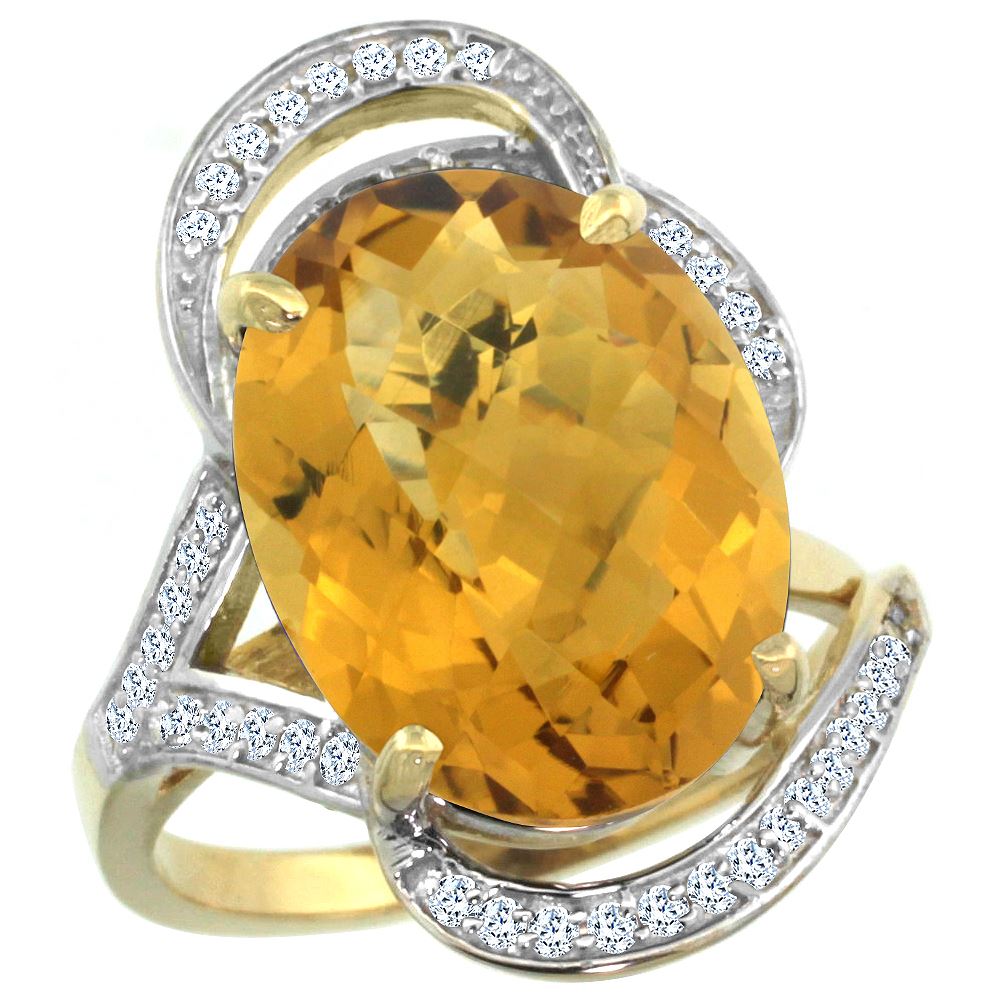 Natural 11.23 ctw quartz & Diamond Engagement Ring 14K Yellow Gold