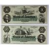 Image 1 : 1850'S $1.00 & $2.00 BANK OF AMERICA